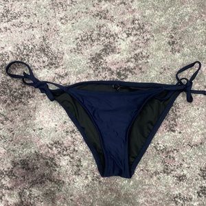 J.Crew Women's Navy Blue Black Waist Tie Full Coverage Swim Bikini Bottoms Sz M